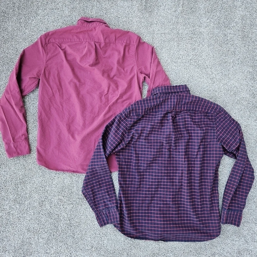J. Crew Slim Fit Flex Oxford Long Sleeve Button Down Plaid Shirts LOT Mens Large